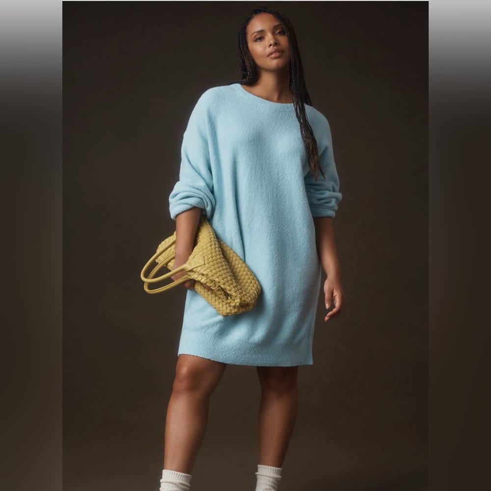 Daily Practice by Anthropologie Sky Blue Long Sleeve Sweater Mini Dress Size M